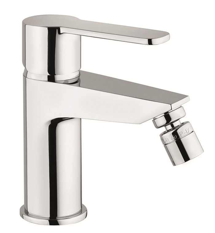 EOLO Monocomando per bidet con getto orientabile, scarico automatico 1"1/4 e tubi flex inox