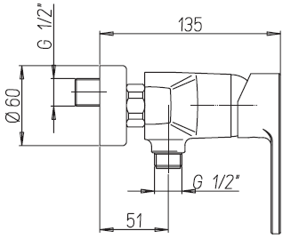 EOLO Monocomando esterno per Doccia senza Duplex