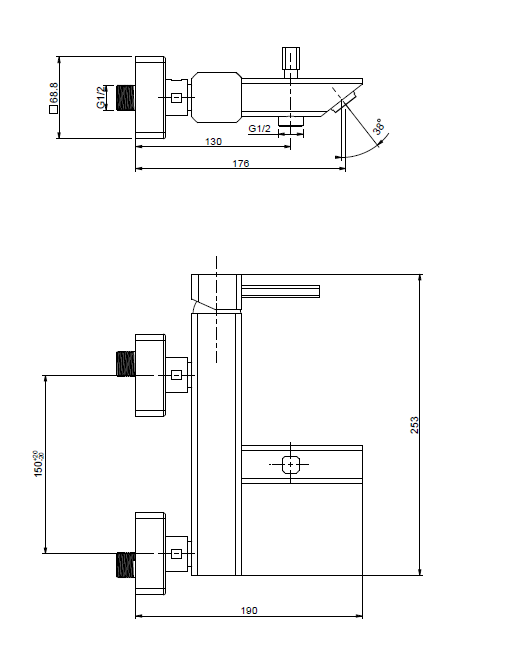 QUARK Monocomando esterno per vasca con duplex