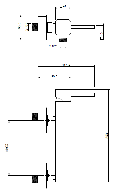 QUARK Monocomando esterno per doccia senza duplex